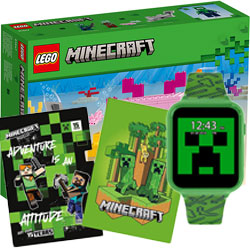 Minecraft Merch! A a Minecraft watch, Lego Set and notepads