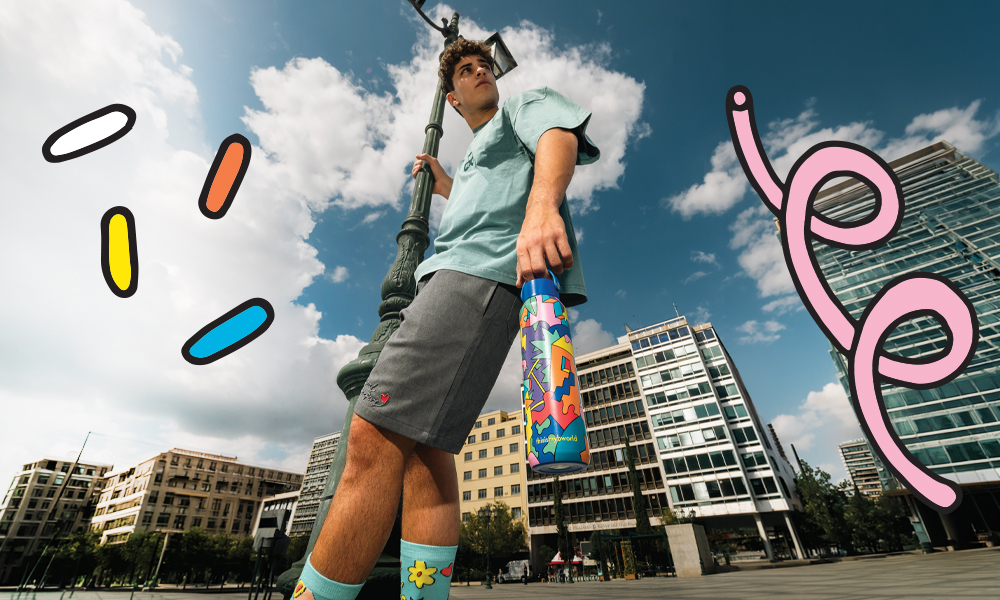 Water Bottle, socks
