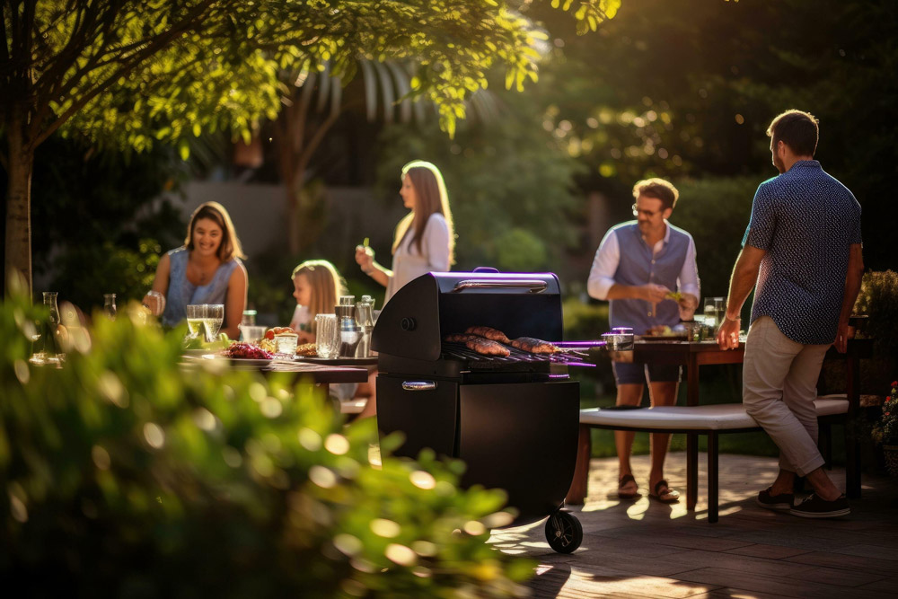 Family having a BBQ in the garden