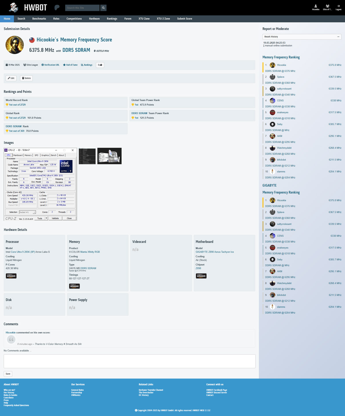 HiCookie New DDR5 Overclocking World Record