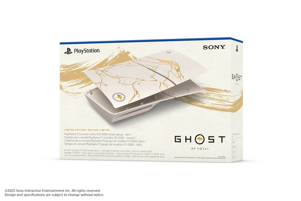 If you already own a PS5 (model group – slim) or PS5 Pro console, we have great news for you, too. You’ll be able to purchase Console Covers for PS5 (model group – slim) and PS5 Pro – Ghost of Yōtei Gold Limited Edition – directly from PlayStation where direct.playstation.com is available