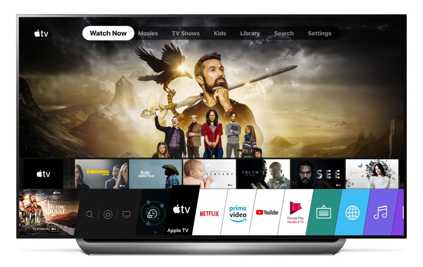 Smart TV showing its menu of programs and applications available