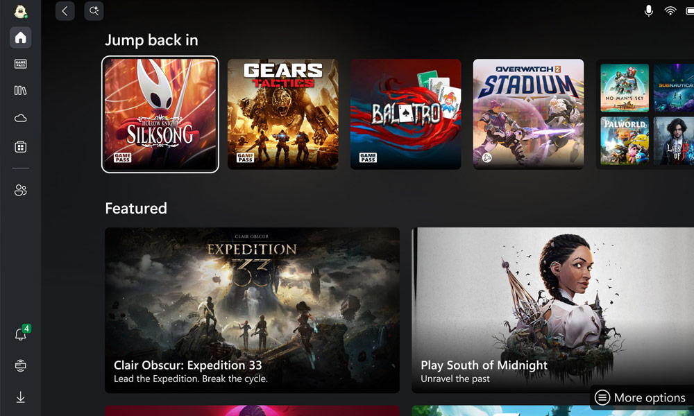 The UI of Xbox Full Screen