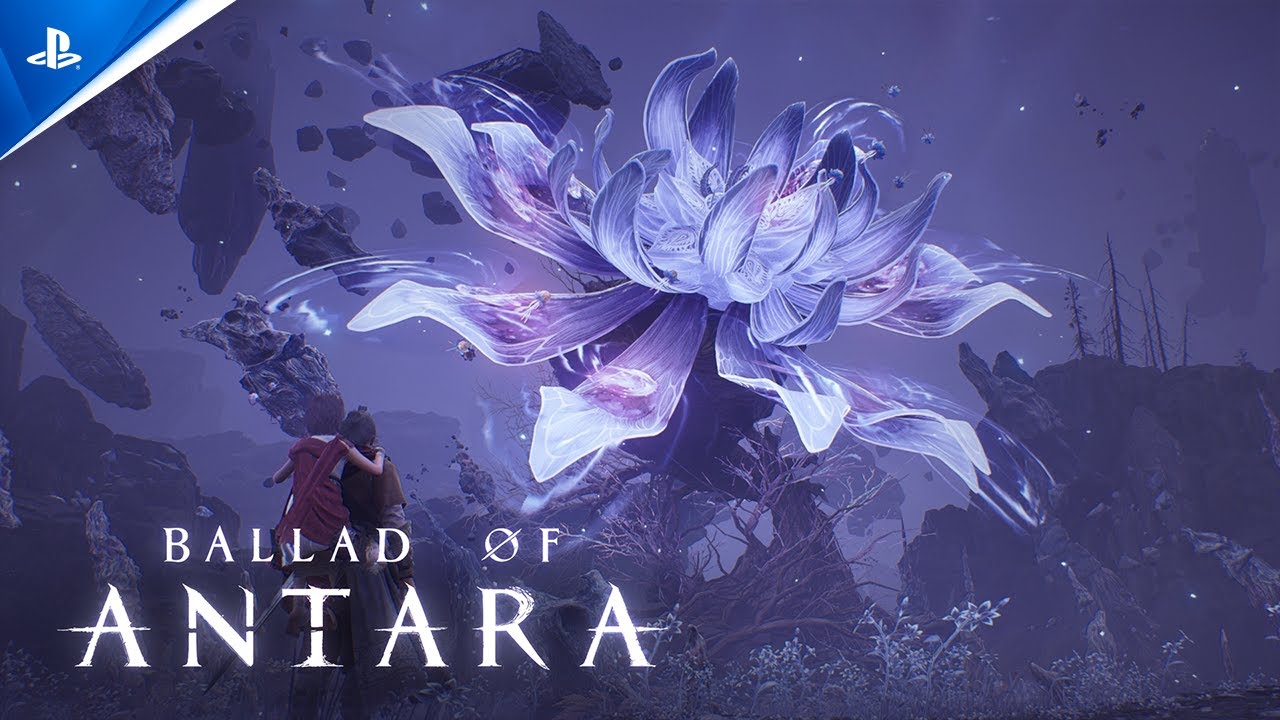 Characters of the game overlooking a giant flower