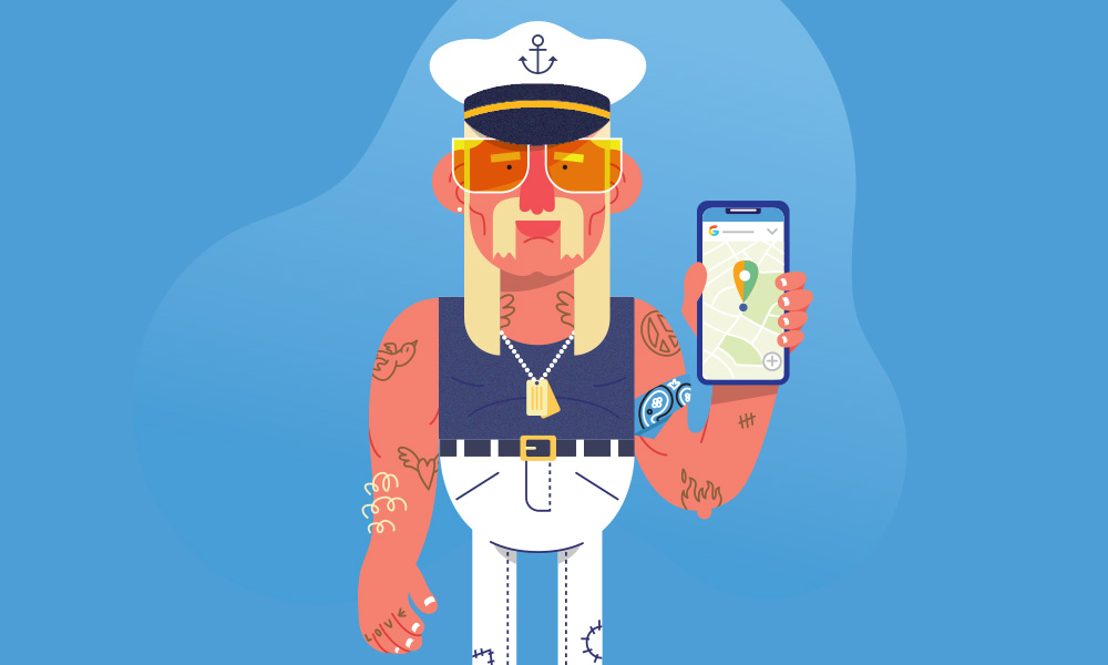 KV a sailor that holds a smartphone