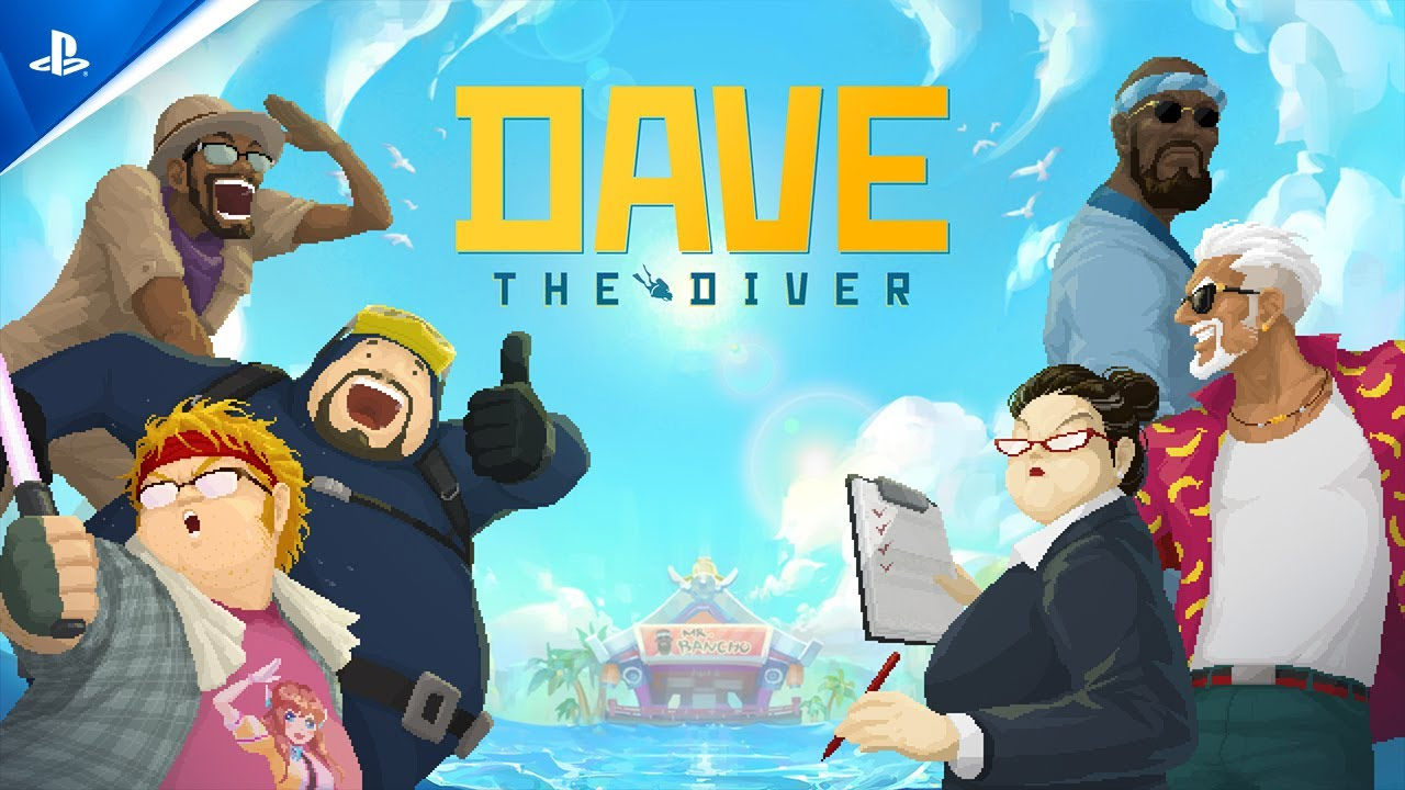 Dave the diver key visual with several characters