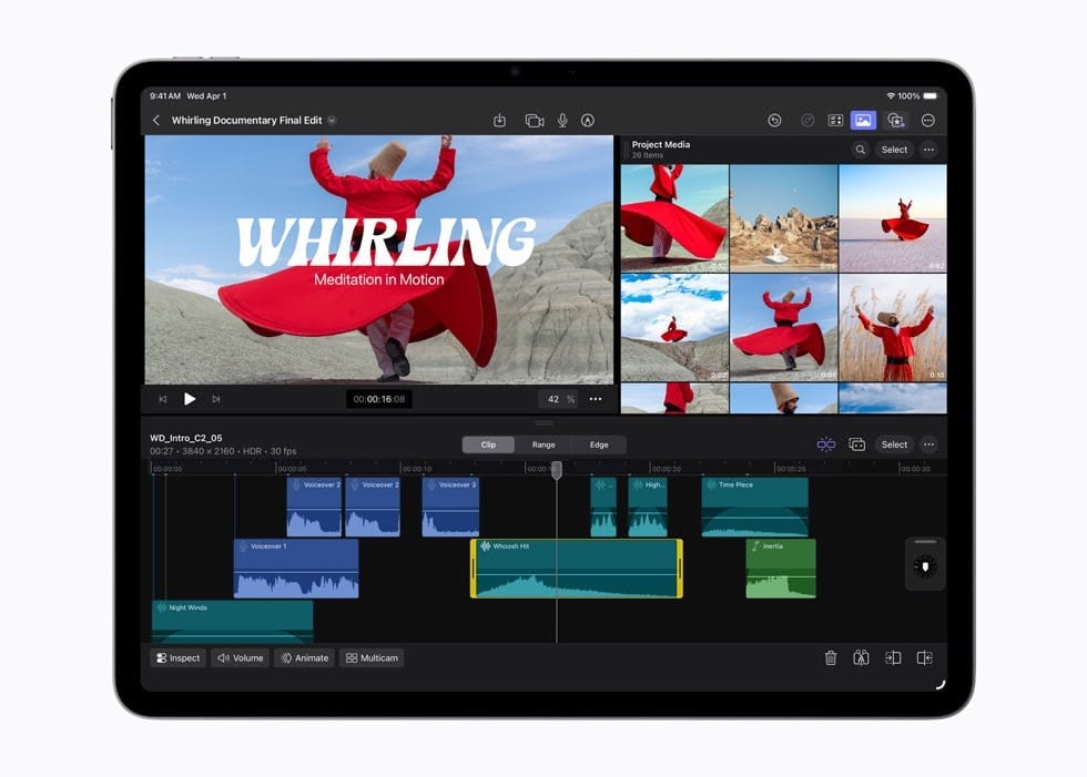 iPad Air M4 running video editing