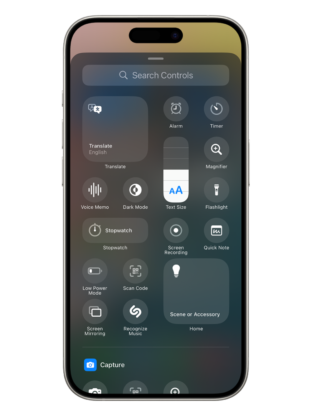 iOS 18 Control Center Main Screen