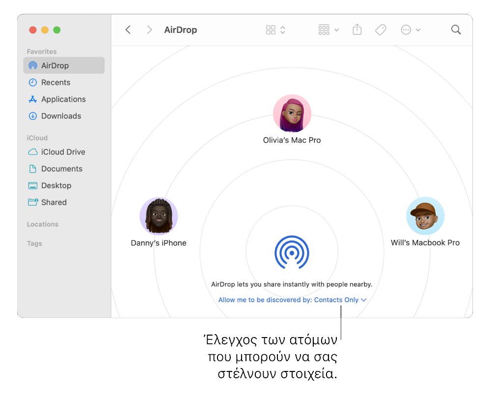 Use AirDrop to share and receive photos, documents, and more with other Apple devices that are nearby.