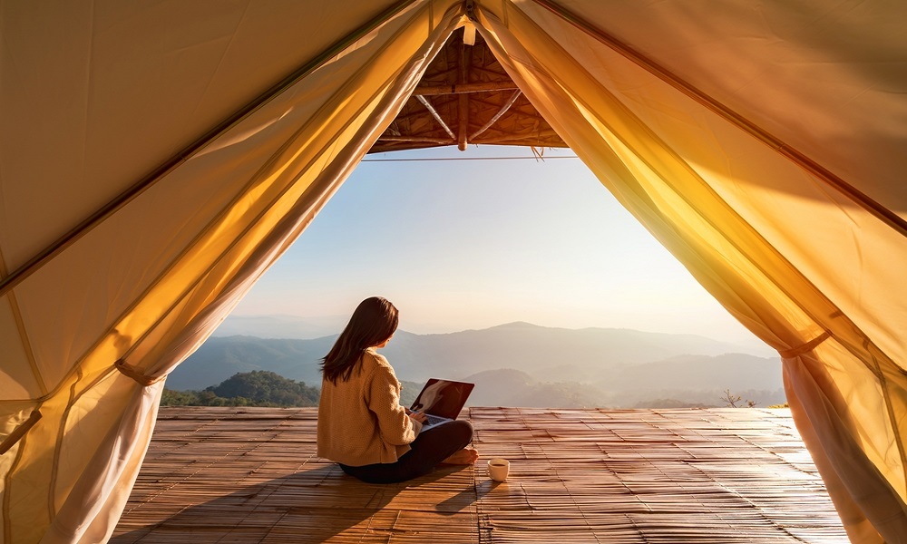 woman at workcation