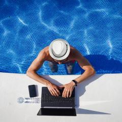 A man who is at workcation