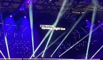 ONL logo on the stage with impressive lighting and blue hues