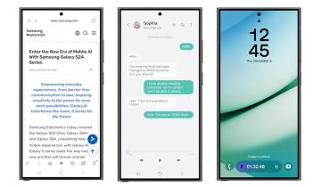 Samsung phones showing UI features