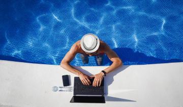 A man who is at workcation
