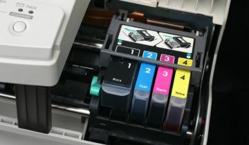 Detail,Of,Computer,Printer,Ink,Cartridges,With,Separate,Units,In